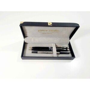 Pierre Cardin Black Boxed Pen and Pencil Set with Silver Accent Unused